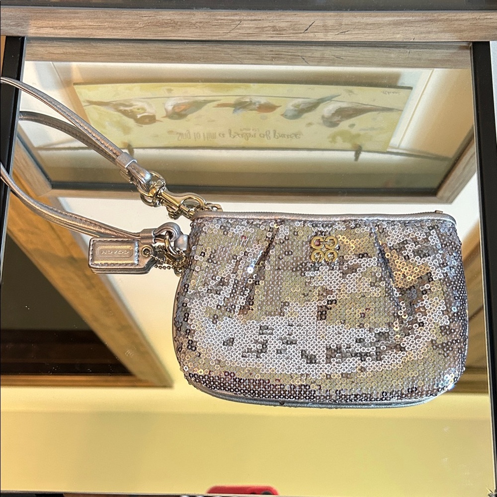 Coach Metallic Sequin Wristlet